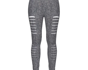 Distressed Aesthetic Leggings, Pink Graffiti Splatter Pants, Faux Ripped Punk Tights, Y2K Streetwear Microfiber Yoga Pants