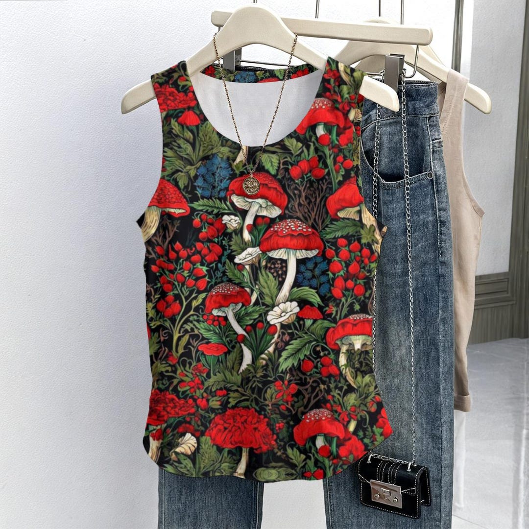 Red Toadstool Sleeveless Top - Women's Woodland Mushroom Print Tank - Etsy