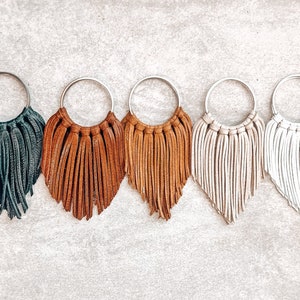Boho Fringe Leather Hoop Earrings: Statement Dangles