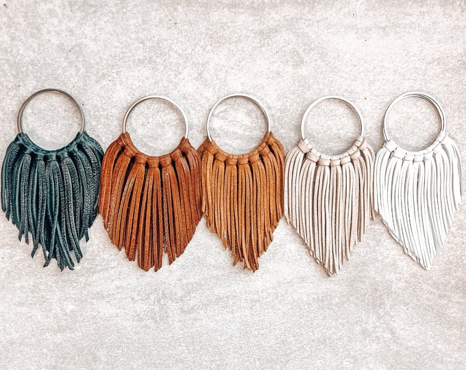 Boho Fringe Leather Hoop Earrings: Statement Dangles