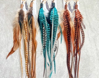 Rooster Feather Statement Earrings: Boho Western Style