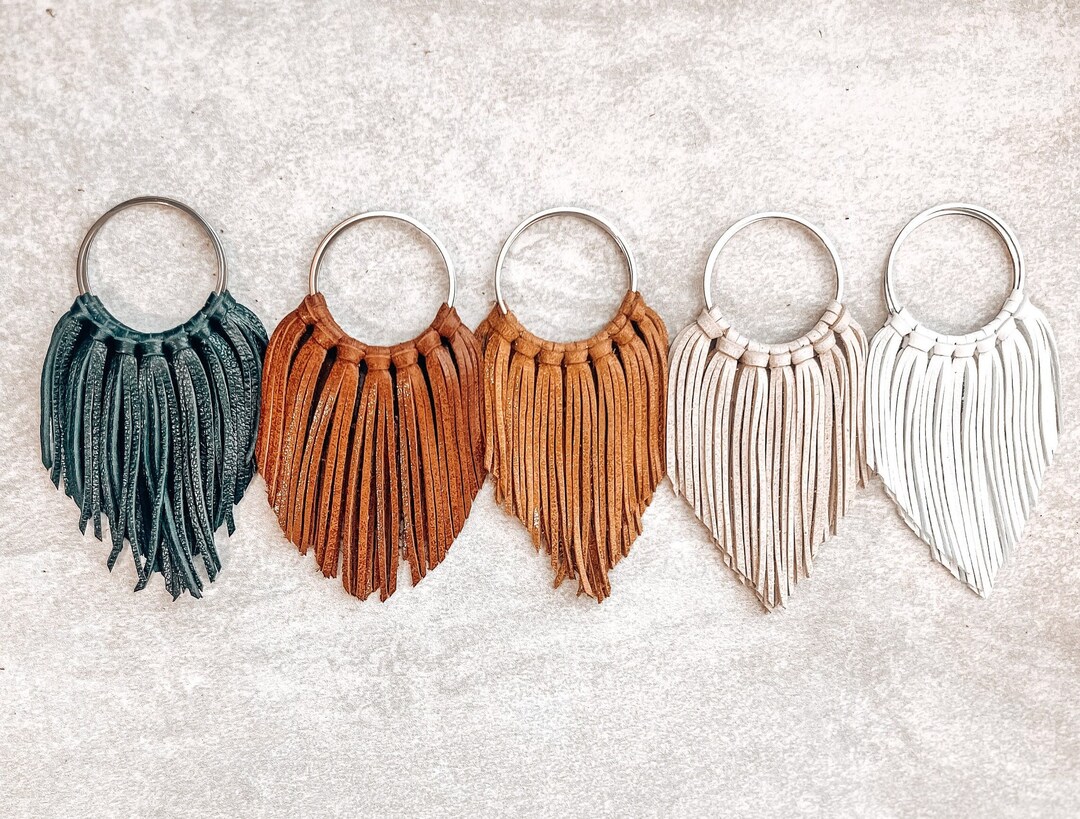 boho-fringe-leather-hoop-earrings-statement-dangles-etsy