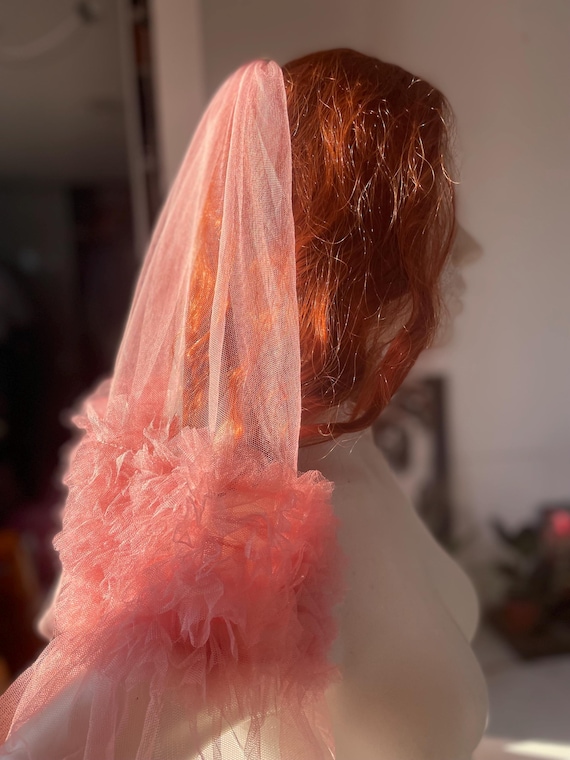 Pale Pink Ruffle Veil: 20-inch Shoulder Length Veil - Etsy