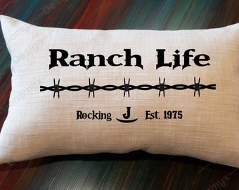 Personalized Ranch Life Pillow Cover: Farmhouse Decor, New Home Gift