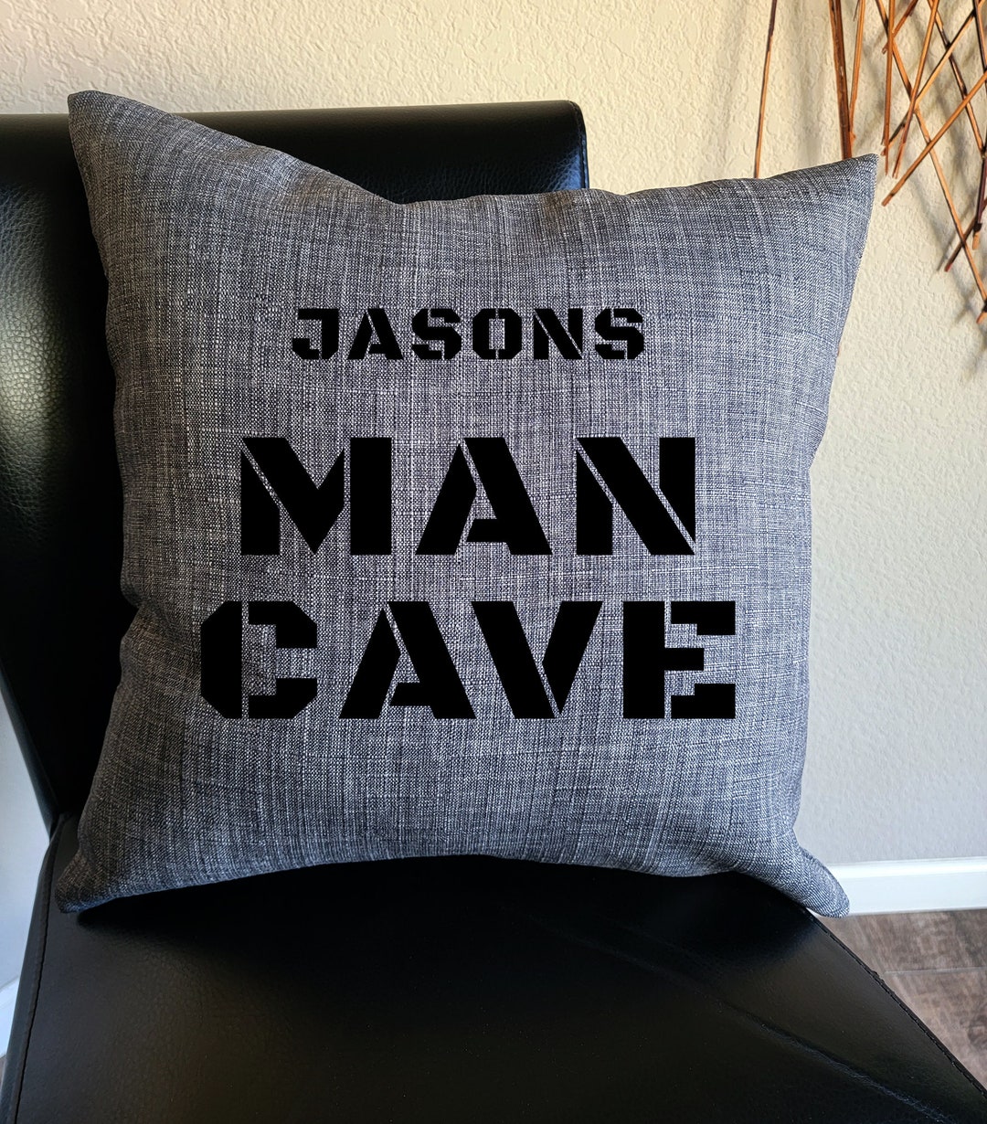 Man Cave Pillow Cover, Personalized Pillow Cover, Man Cave Decor, Guys Gift, Etsy