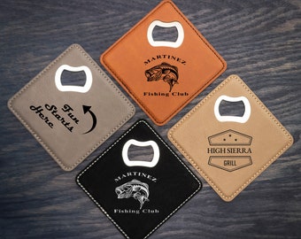 Personalized Leatherette Coaster Bottle Opener: Groomsmen Gift