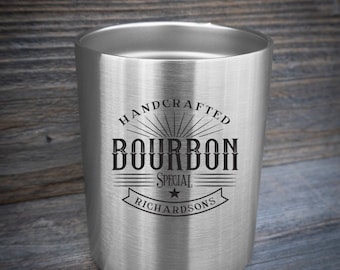 Personalized Bourbon Tumbler: Engraved Stainless Steel Whiskey Lowball