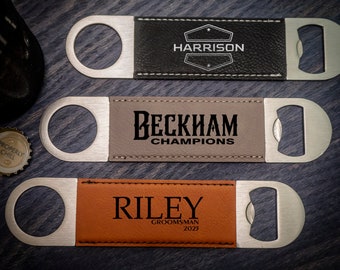 Personalized Leatherette Bottle Opener: Groomsmen Gift