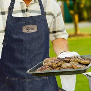 Personalized Grill Master Apron: Lightweight Denim Chef Gift