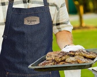 Personalized Grill Master Apron: Lightweight Denim Chef Gift