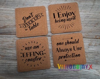 Funny Cork Coaster Set: Sarcastic Bar Quotes, Gift for Bartender
