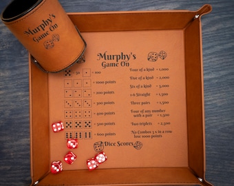 Personalized Dice Score Tray and Cup Kit for Game Night