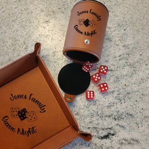 Personalized Game Time Dice Cup and Tray Set for Family Game Night
