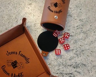 Personalized Game Time Dice Cup and Tray Kit for Family Game Night