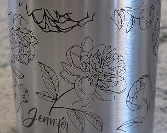 Floral Wrap Stainless Steel Tumbler: Laser Engraved Flower Design