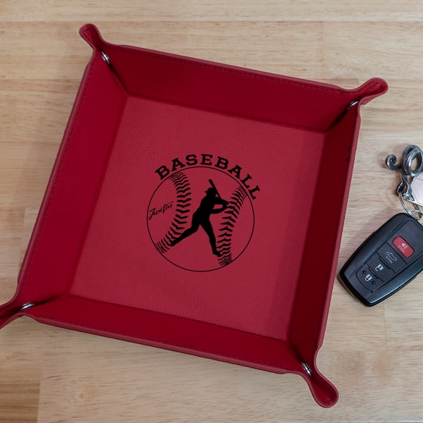 Personalized Baseball Catchall Tray - Catchall Bowl - Engraved Catchall dish - Customized Valet Tray