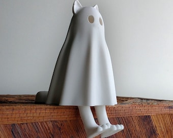 3d printed Cat ghost with feet, Cute Halloween decoration As seen on Tiktok