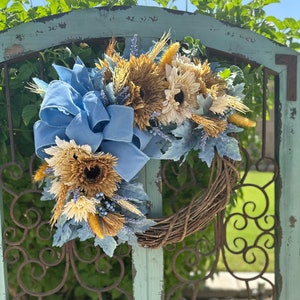 This Beautifil Fall Inspired Wreath Can be Displayed all Year.  On Your Front Door or Indoors.
