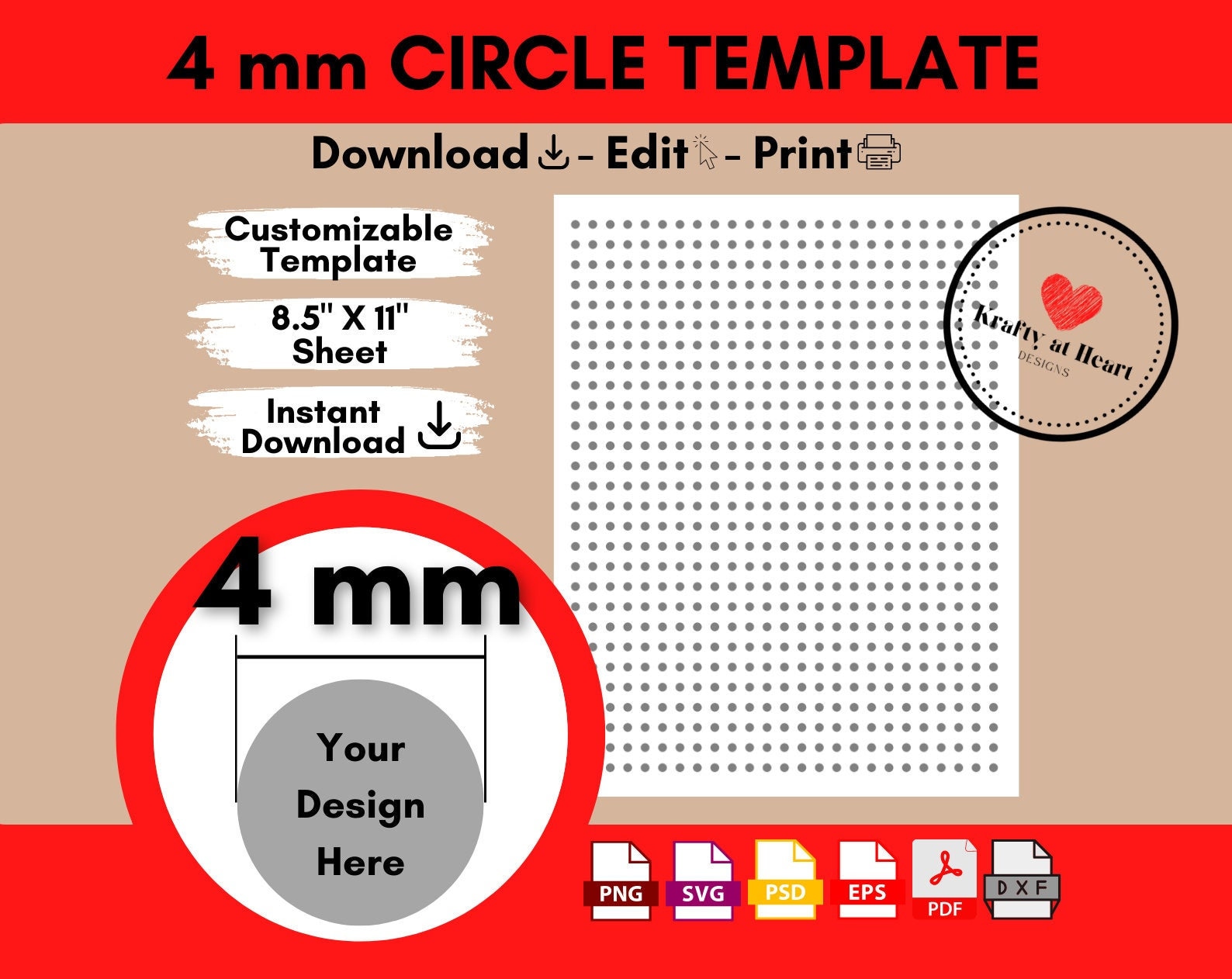 4 Mm Cabochon Template Circle Template Blank Round Sticker - Etsy