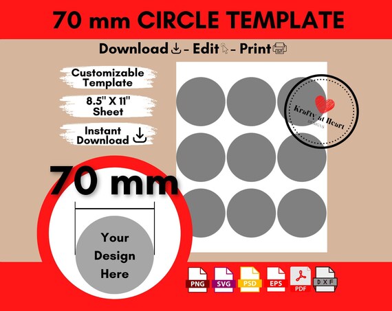 70 Mm Circle Template Cabochon Shape Template Blank Round - Etsy
