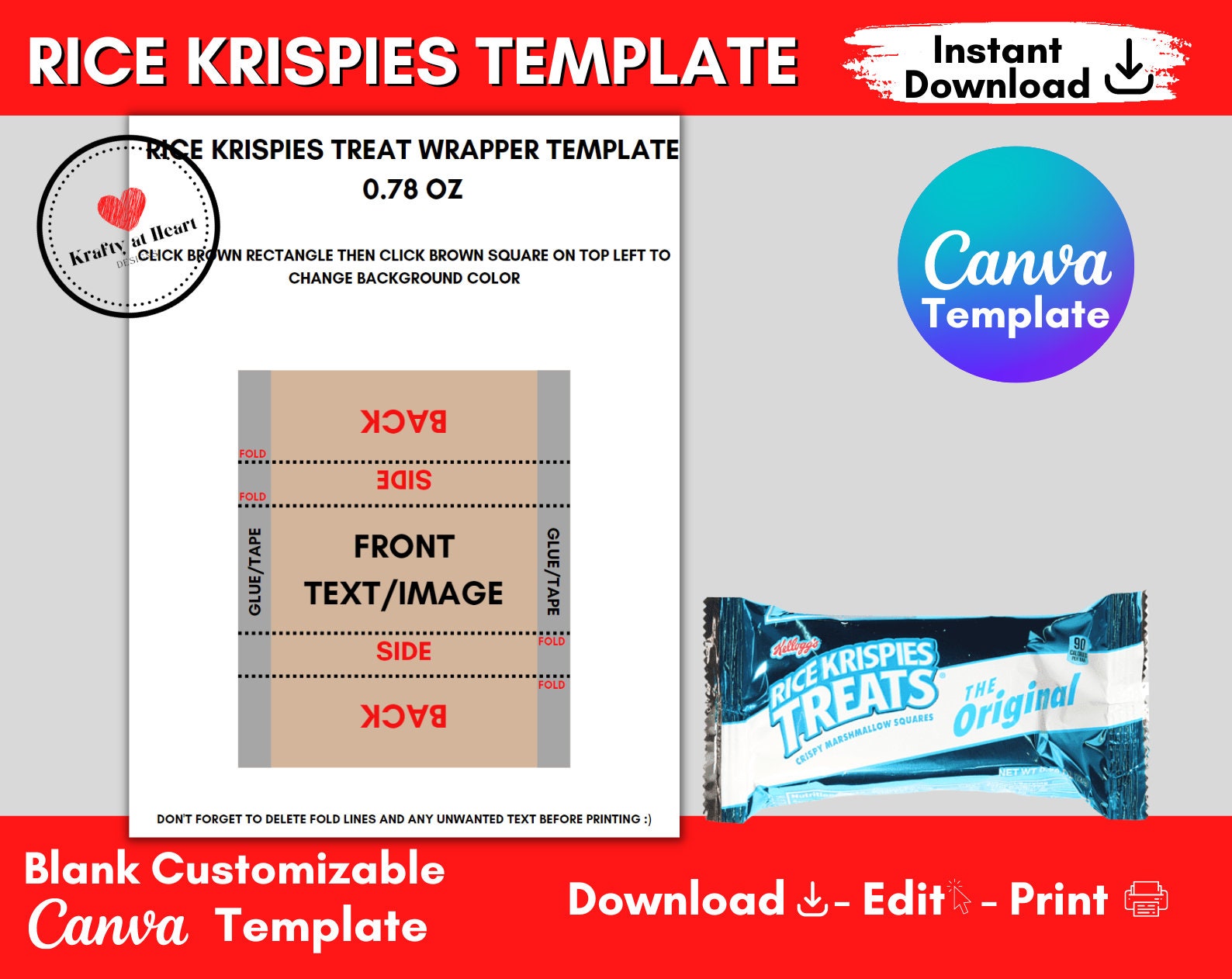 Rice Krispie Treat Wrapper Template Free