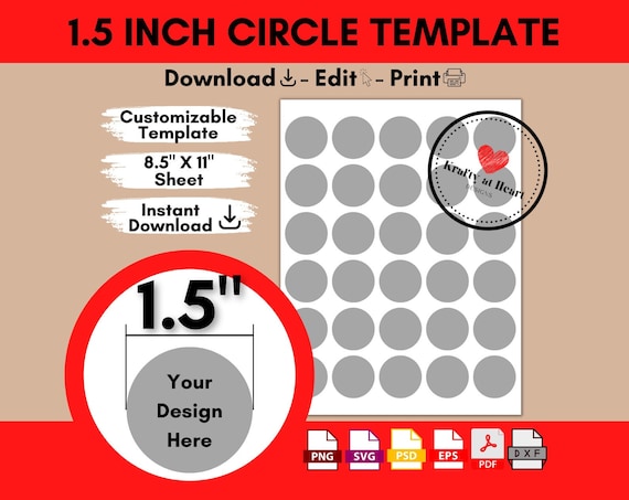 1.5 Inch Circle Template Blank Template SVG PNG JPG Graphic Design