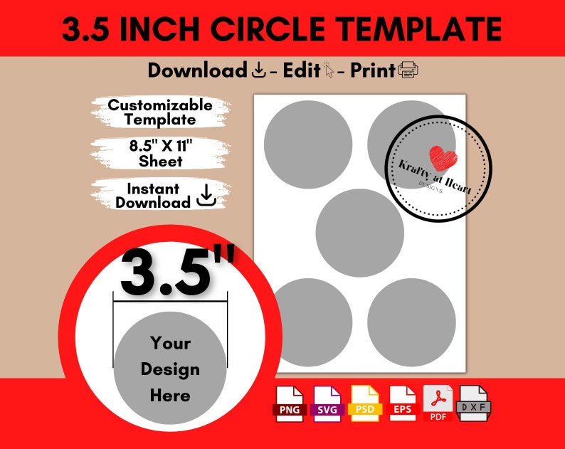 3.5 Inch Circle Template, 3.5 Circle Template, Blank Round Sticker