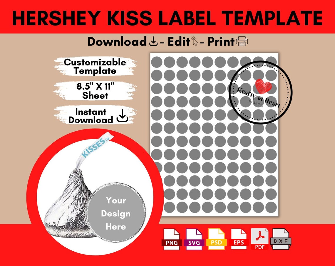 Hershey Kiss Label Template, Svg, Png, Psd, Dxf, Eps, Pdf, Canva Hershey Kiss Label Template, Svg, Png, Psd, Dxf, Eps, Pdf, Canva