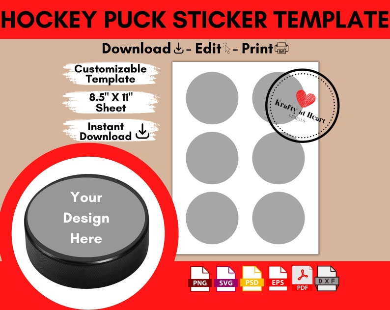 Hockey Puck Sticker Template Svg Png Psd Dxf Eps Pdf - Etsy Canada