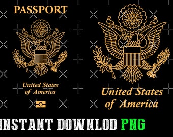 USA Passport PNG, United States Passport Digital Download, American Travel Clipart for  Printing Projects