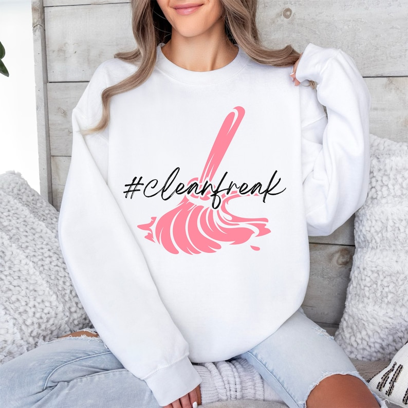 Clean Freak SVG | Cleaning SVG Cut File | | Spring Cleaning PNG | Cleaning Lady Shirt | Cleaning Logo Svg | Cleaning Business Silhouette image 1