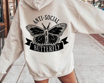 Anti Social Butterfly Svg Png, Introvert Svg Cut File, Butterfly Silhouette, Mental Health Svg, Overstimulated Svg, Positive Svg