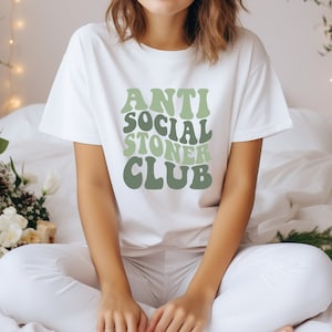 Anti-Social Stoner Club: Hilarious Cannabis-Inspired Tee for Introverted Highs!