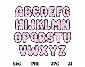 Checkered Font Svg Png, Racing Alphabet Cut File, Checkered Pattern Sublimation Font, Groovy Alphabet Clipart, Bubble Letters Svg