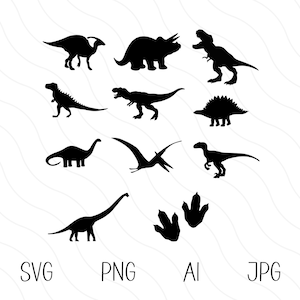 Dinosaur SVG Bundle | Dinosaur Silhouette Cut Files | Dinosaur Clipart PNG | Kids Dinosaur SVG | T-Rex Svg | Dino Svg | Triceratops Svg