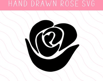 Hand Drawn Rose SVG | Floral Silhouette Cut File (Digital Download)