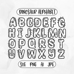 Alphabet de dinosaure SVG | Dino Letters Cut File (téléchargement numérique)