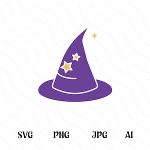 Witch Hat Svg Png, Witch Svg Cut File, Halloween Clipart, Layered Silhouette, Wizard Hat Svg, Cute Halloween Svg, Witches Hat, Cricut Design