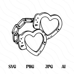 Puede incluir: Un dibujo en blanco y negro de dos esposas en forma de corazón unidas.