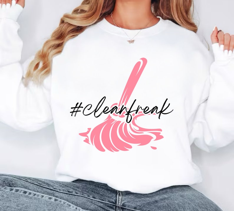 Clean Freak SVG | Cleaning SVG Cut File | | Spring Cleaning PNG | Cleaning Lady Shirt | Cleaning Logo Svg | Cleaning Business Silhouette image 3