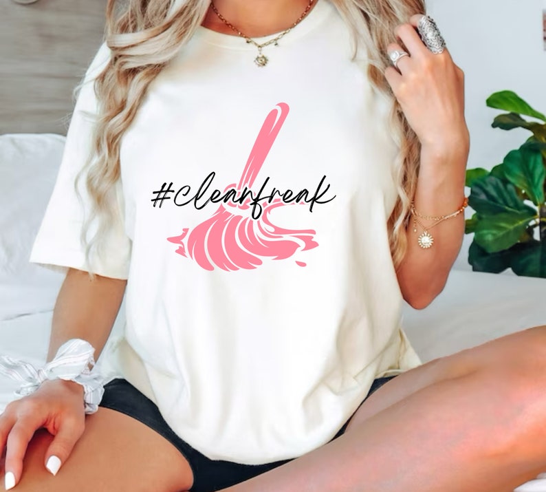 Clean Freak SVG | Cleaning SVG Cut File | | Spring Cleaning PNG | Cleaning Lady Shirt | Cleaning Logo Svg | Cleaning Business Silhouette image 7