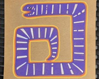 Dibujo original de una morena cebra en cartulina de 6x6 pulgadas.