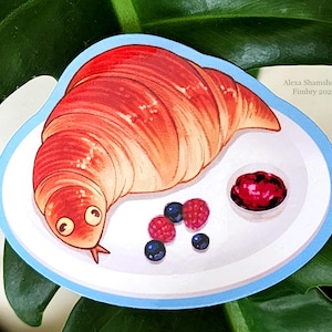 Adesivo de vinil para croissant japonês Tsuchinoko, cobra gorda e criptográfica, 3 polegadas com frutas