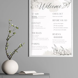 Airbnb Welcome Sign Template | Canva Template Airbnb Wifi Sign | Check In Sign | House Rules Sign | Vacation Rental Welcome Book Host Guide