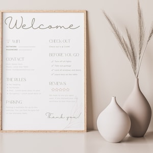 Airbnb Welcome Sign Template | Canva Template Airbnb Wifi Sign | Check In Sign | House Rules Sign | Vacation Rental Welcome Book Host Guide