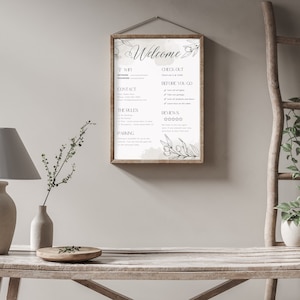 Airbnb Welcome Sign Template | Canva Template Airbnb Wifi Sign | Check In Sign | House Rules Sign | Vacation Rental Welcome Book Host Guide