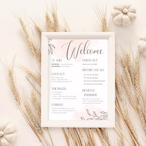 Airbnb Welcome Sign Template | Canva Template Airbnb Wifi Sign | Check In Sign | House Rules Sign | Vacation Rental Welcome Book Host Guide