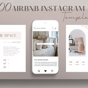 100 Airbnb Instagram Post Templates | Editable VRBO Social Media Template | Real Estate Instagram Template | Vacation Rental Instagram Post