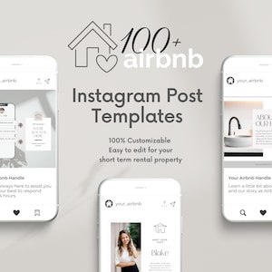 100 Airbnb Instagram Post Templates | Editable VRBO Social Media Template | Real Estate Instagram Template | Vacation Rental Instagram Post