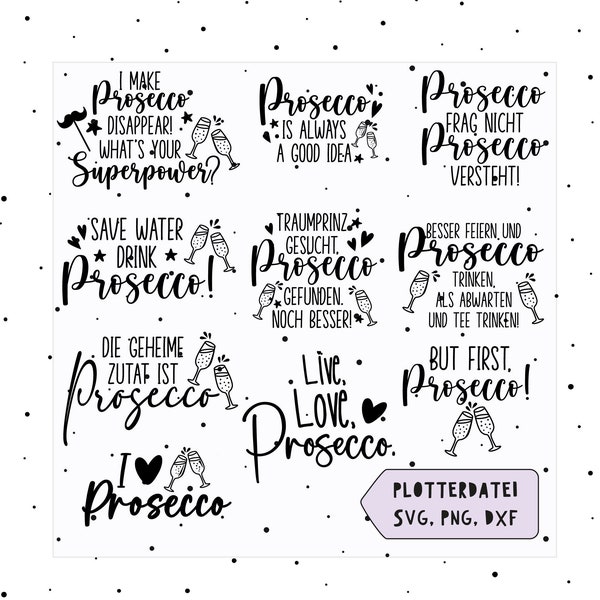 German Prosecco svg png bundle - Prosecco Svg - Prosecco Plotterdatei - Cricut Silhouette Studio plotter file SVG - Digital - Prosecco Shirt